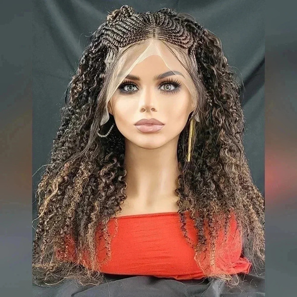 Braided wigs  100% handmade, short afro wig, stunning , colored wig, box… - Picture 6 of 17